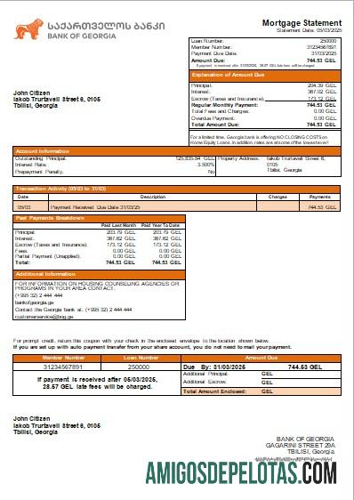 Declaração de hipoteca do Georgia Bank Of Georgia Bank Scr baixar para verificação
